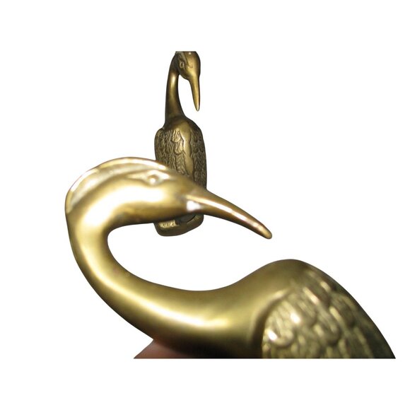 Vintage Brass Crane Bird Bookends Pair Ornate Design 7.5" Tall Elegant Decor Fun - Picture 5 of 11